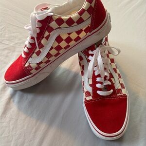 Red and White Checkered Vans men’s 6.5 women’s 8